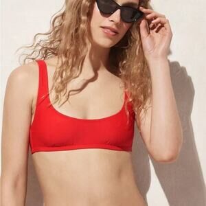 NWT J. Crew Heritage Scoop Neck Bikini Top Venetian Red Size Small
